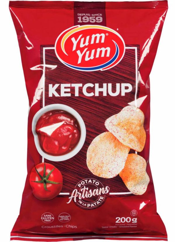 yum yum, ketchup chips, snack from canada
